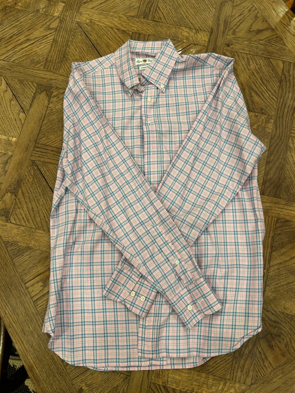 Pink and Blue Plaid Button-Down Shirt